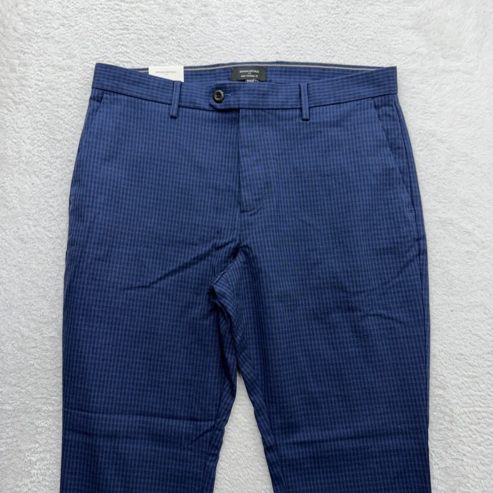 Banana Republic Grayson Slim Tapered Ankle Pant Mens 34x30 Blue Textured NWT